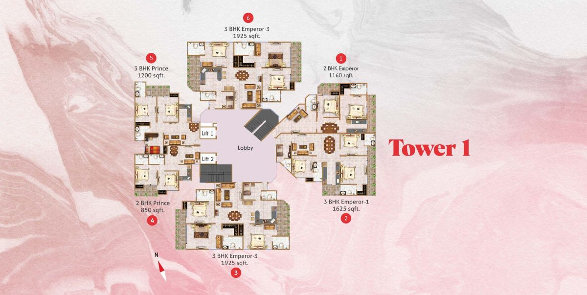 Alaknanda Towers Tower 1 typical floor floor plan, River Valley Township, Dehradun