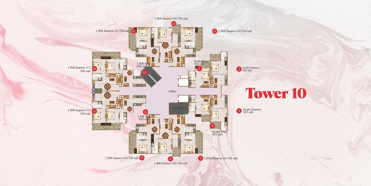 Alaknanda Towers Tower 10 typical floor floor plan, River Valley Township, Dehradun