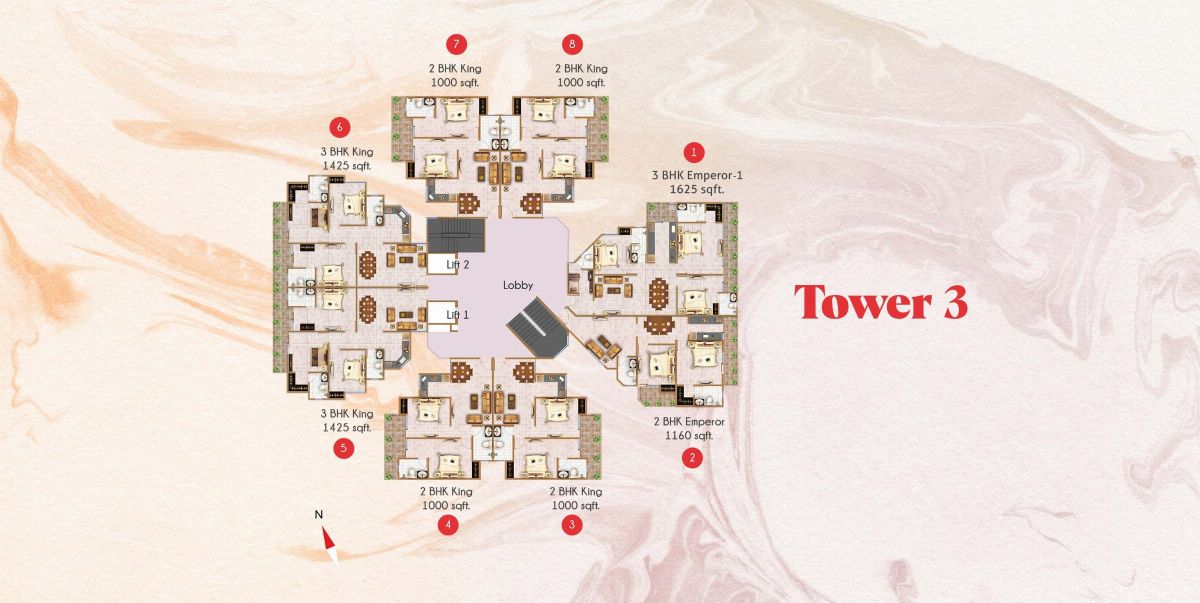 Alaknanda Towers Tower 3 typical floor floor plan, River Valley Township, Dehradun